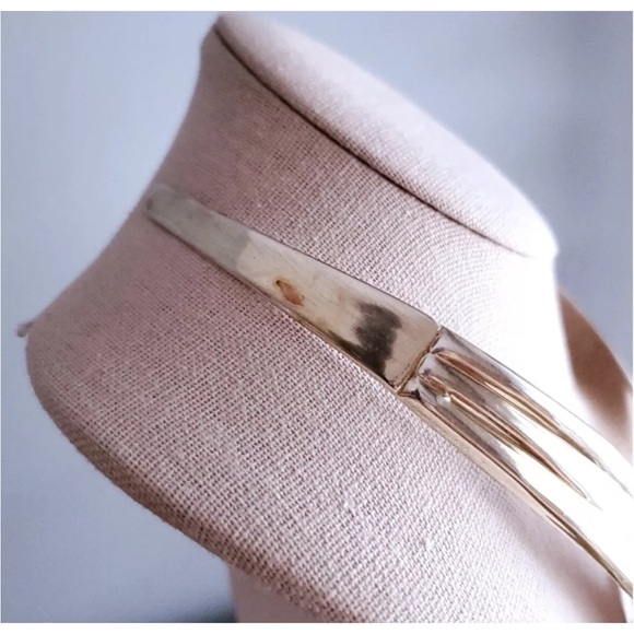 Taxco Mexico Sterling Silver Torc Necklace V Shaped Choker Collar 15-inch 76g - Picture 5 of 15